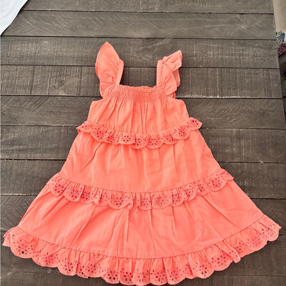 Janie and Jack Coral Ruffle Eyelet Girls Dress
